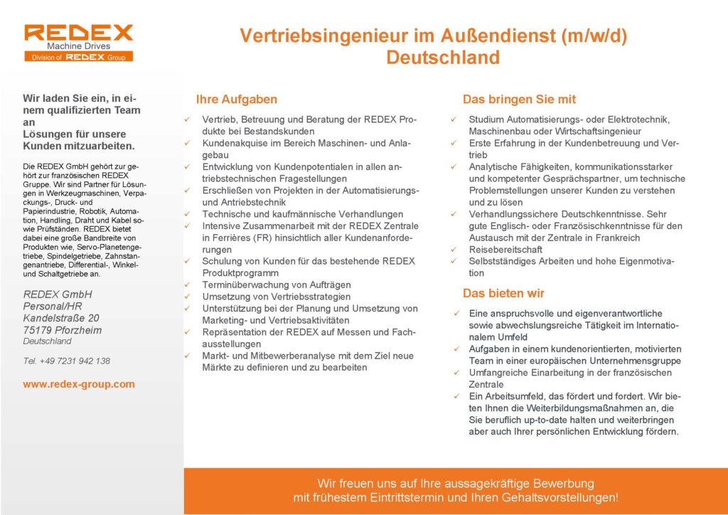 job offer sales engineer in Germany