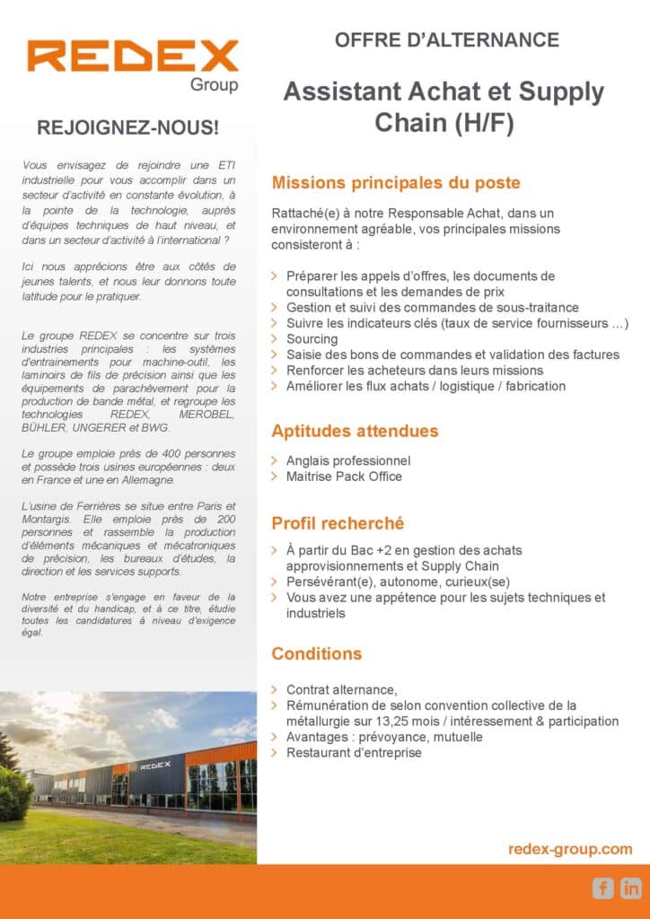ASSISTANT ACHAT ET SUPPLY CHAIN (H/F)