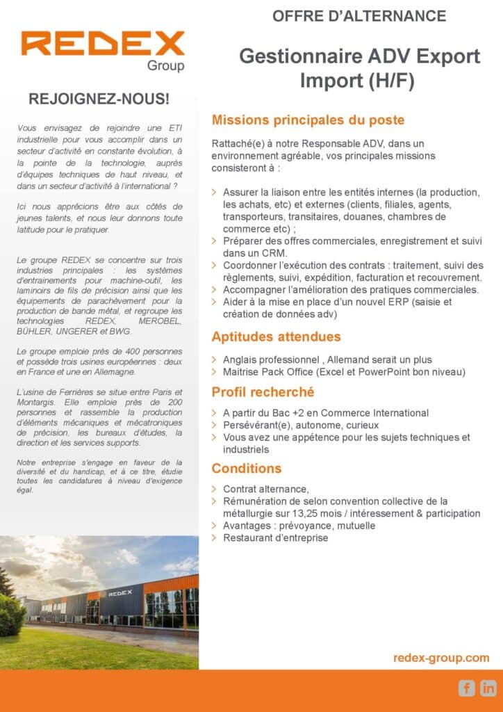 GESTIONNAIRE ADV EXPORT IMPORT (H/F)