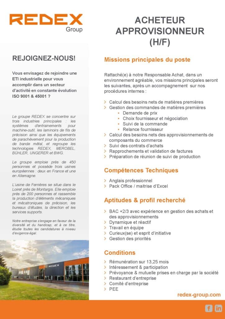 ACHETEUR APPROVISIONNEUR (H/F)