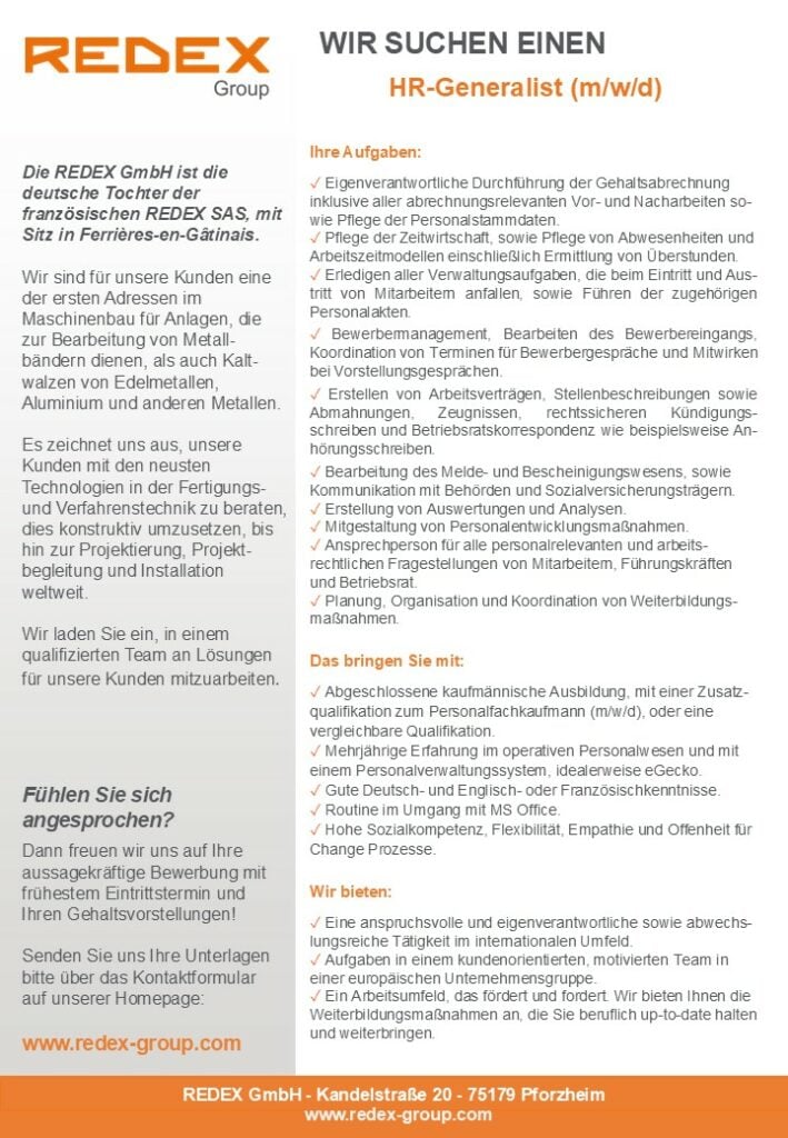 HR-GENERALIST (M/W/D)