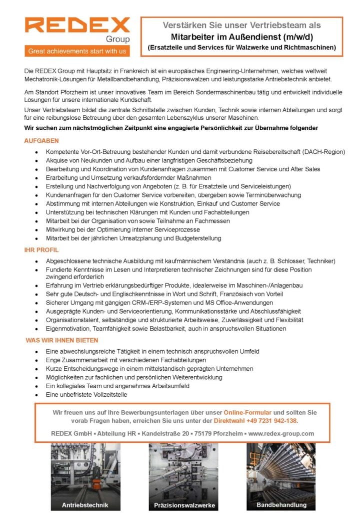 Mitarbeiter im Außendienst (m/w/d)